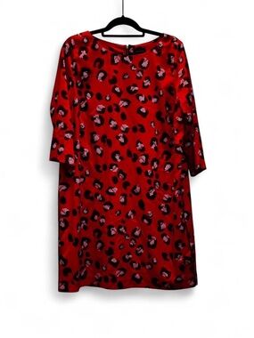 The Limited Red and Black Leopard-Print Long-Sleeve Shift Dress